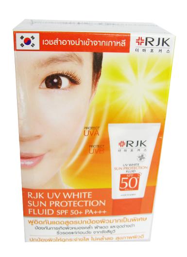 RJK UV White Sun Protection Fluid SPF 50 PA+++ อาร์เจเค ยูวี ไวท์ ซัน โพรเทคชั่น ฟูอิด